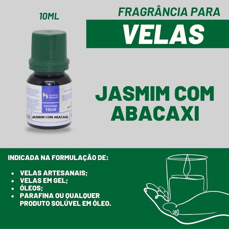 Essência Jasmim com Abacaxi para Velas e Óleos Irmãos Haluli (10ml) - VALIDADE: 24/04/2026