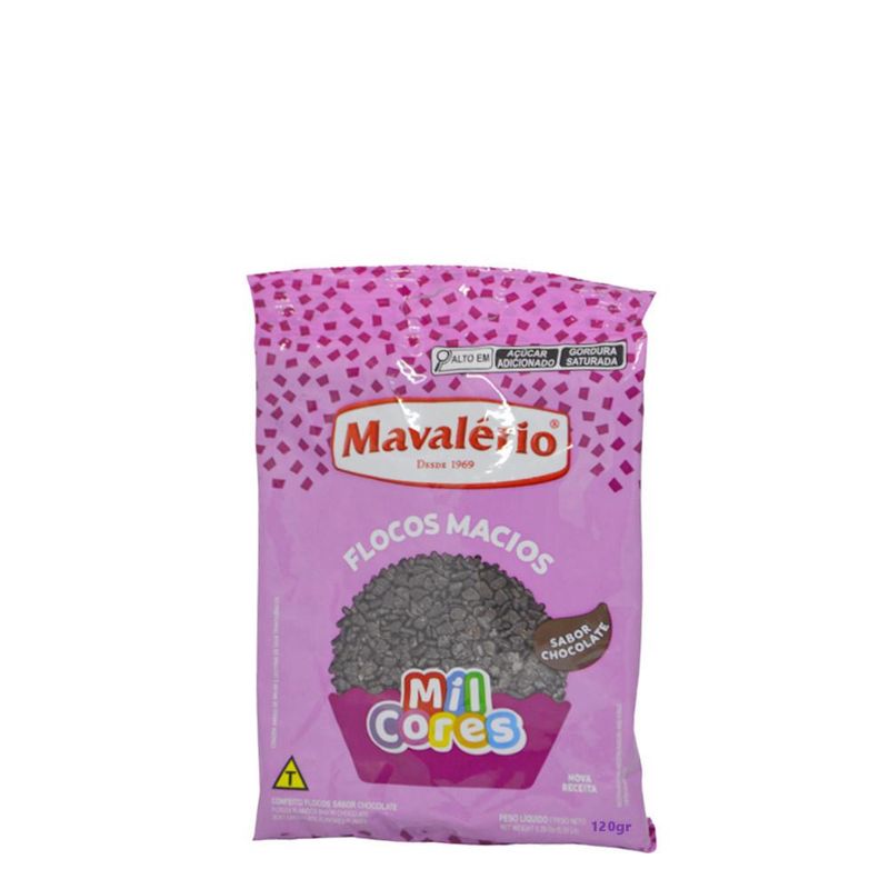 Confeito Flocos Macios Sabor Chocolate Mil Cores Mavalério (120 gramas)