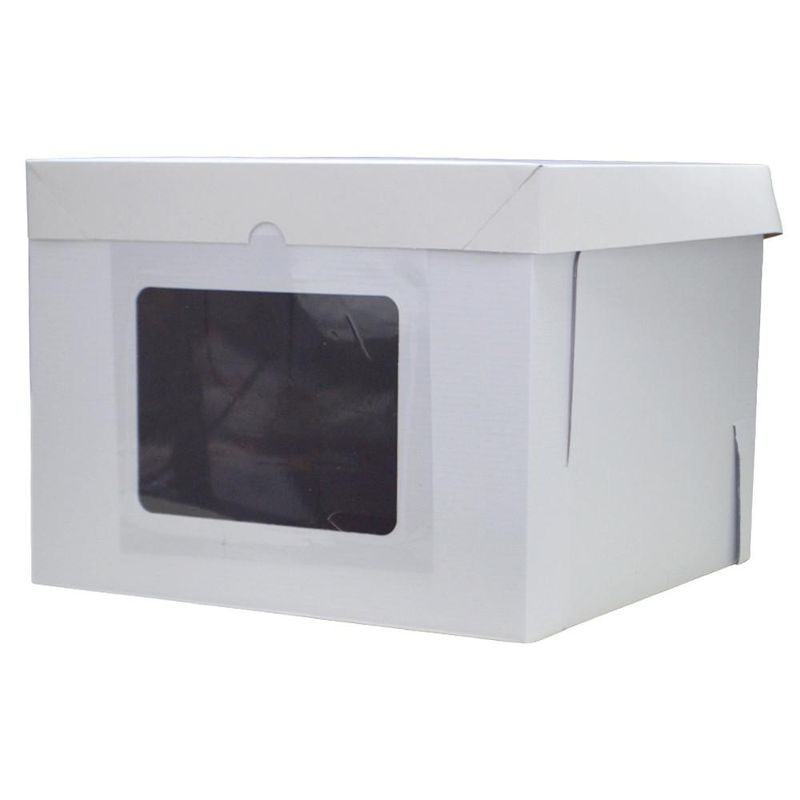 Caixa Cubo P/ Bolos Altos C/ Visor Branca 32,5x32,5x25cm Ultrafest (01 unidade)