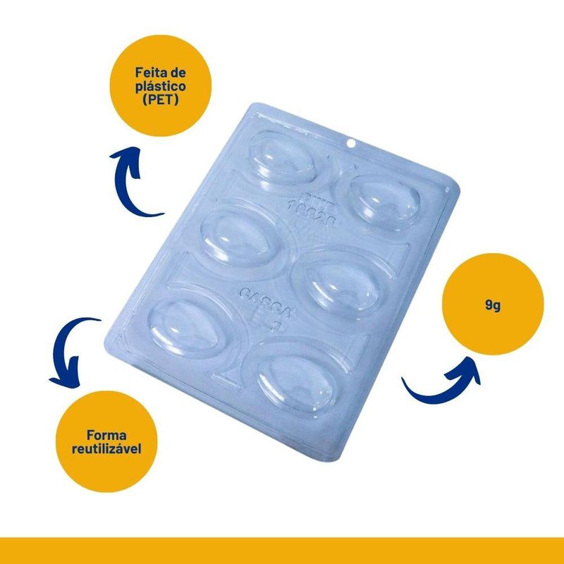 Forma de Acetato com Silicone Bombom Ovo Liso 6 Cavidades 9gr Ref. 10626 BWB (01 unidade)