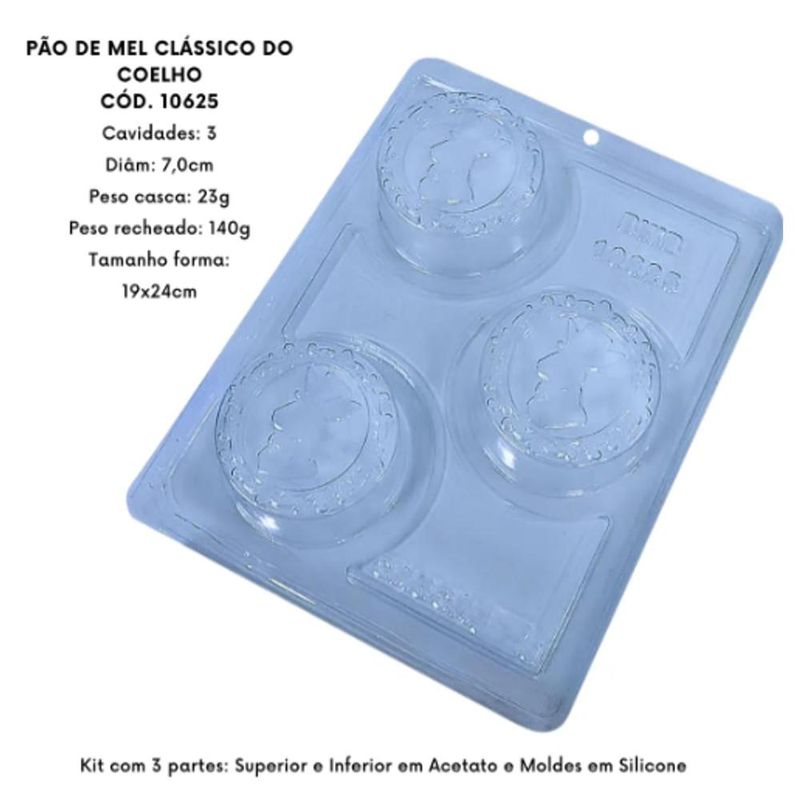 Forma de Acetato com Silicone Pão de Mel Clássico do coelho 23gr Ref. 10625 BWB (01 unidade)