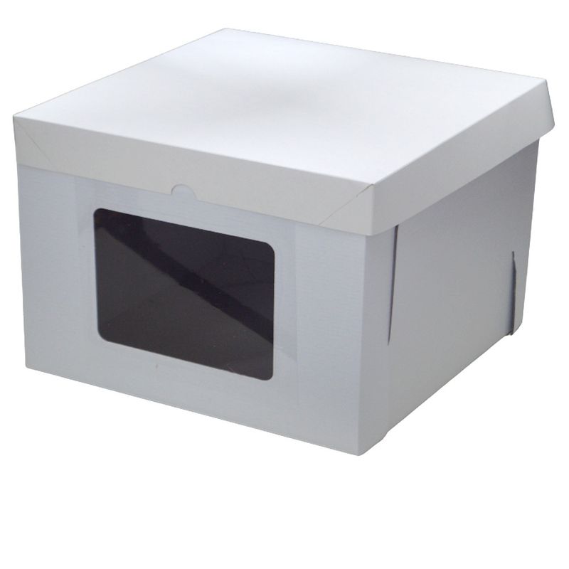 Caixa Bolo Cubo C/ Visor Branca Ref.: 6427.01 21x21x20cm Ultrafest (01 unidade)