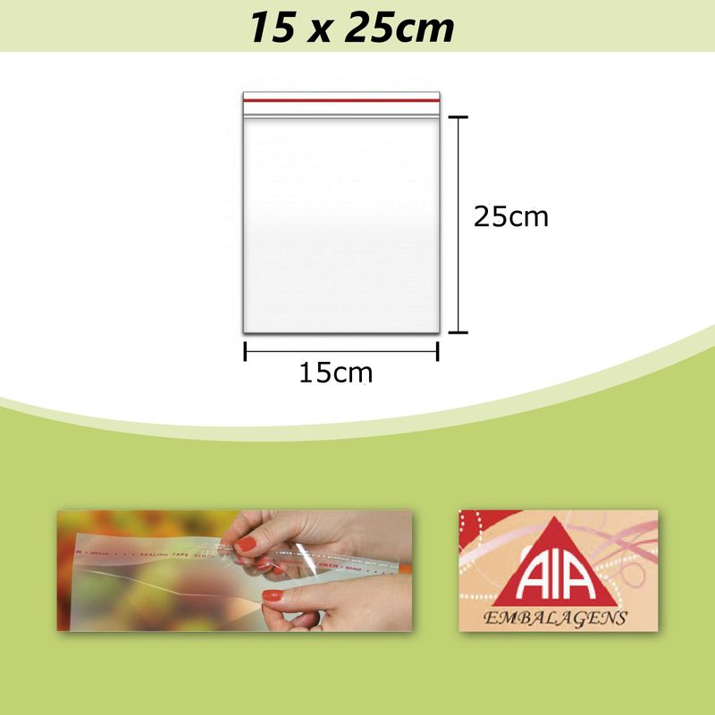 Saco PP Incolor Adesivado 15x25cm AIA (100UND)