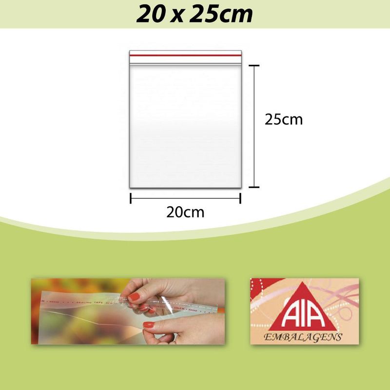 Saco PP Incolor Adesivado 20x25cm AIA (100 unidades)
