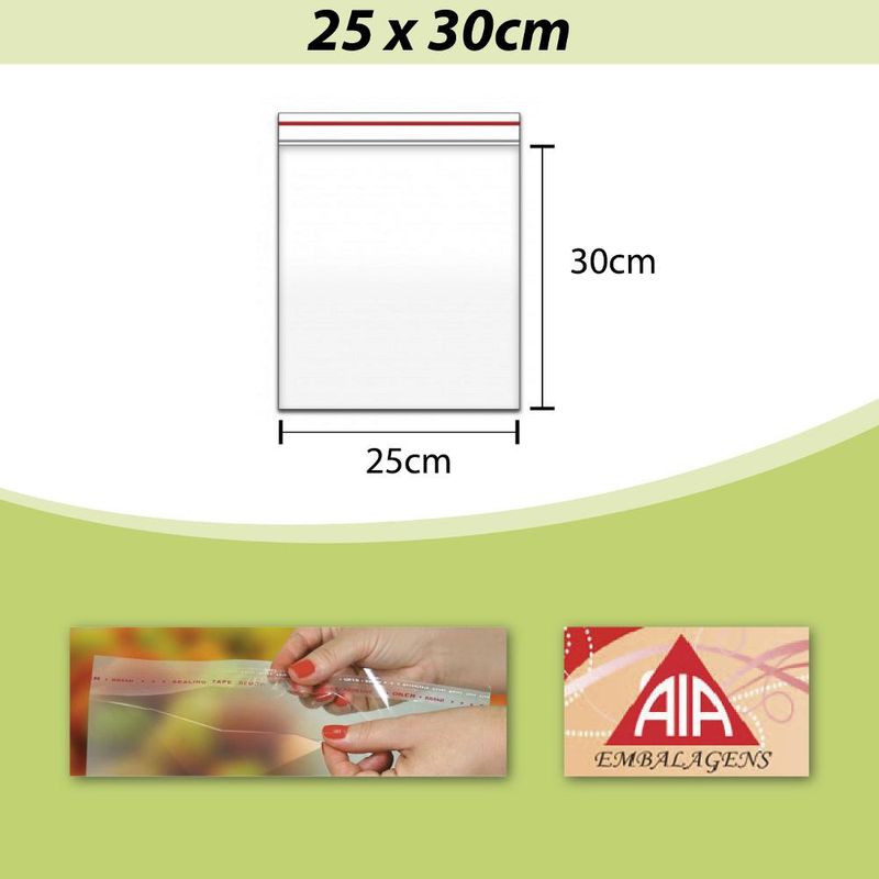 Saco PP Incolor Adesivado 25x30cm AIA (100 unidades)