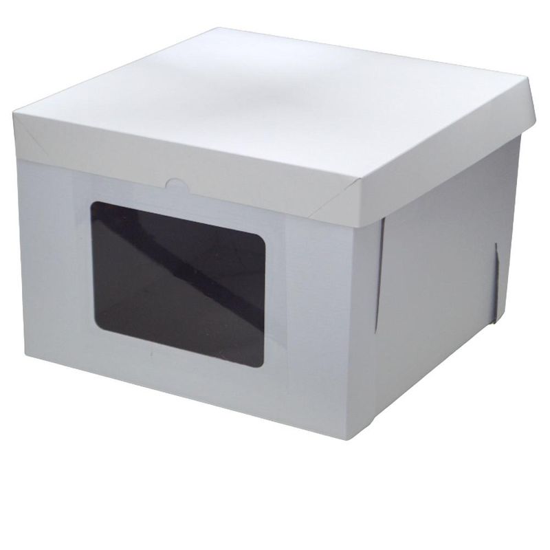 Caixa Cubo P/ Bolos Altos C/ Visor Branca 26,5x26,5x25cm Ultrafest (01 unidade)
