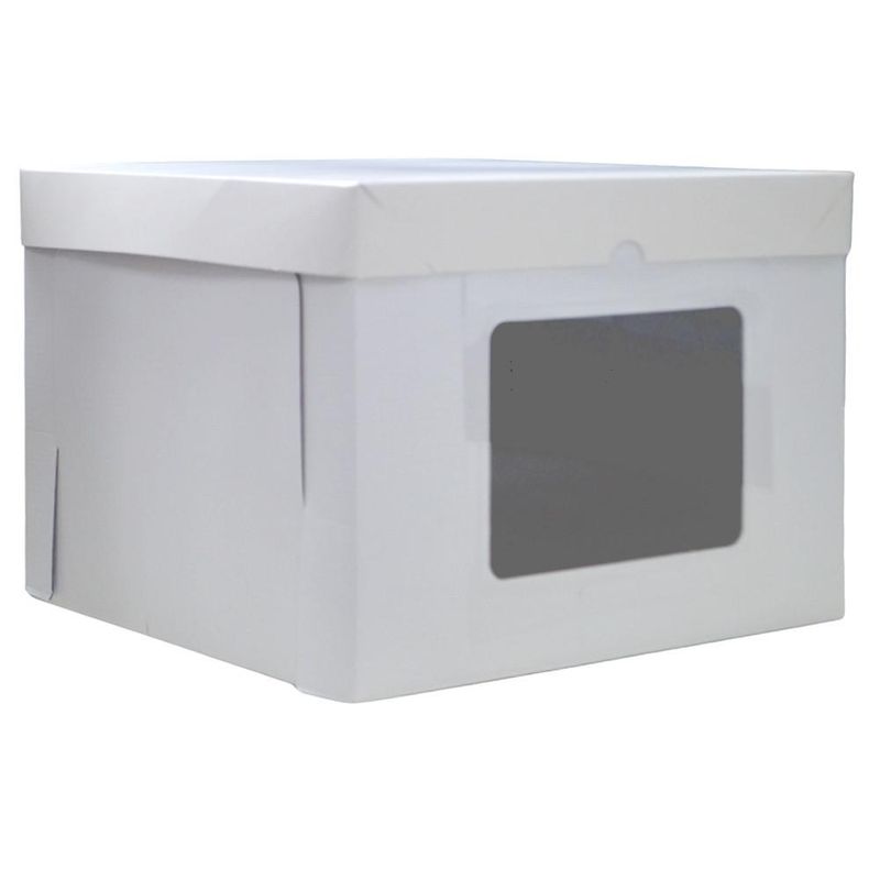 Caixa Cubo P/ Bolos Altos C/ Visor Branca 26,5x26,5x25cm Ultrafest (01 unidade)