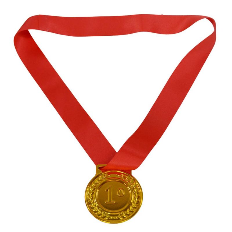 Medalha Dourada Decorativa C/ Cordão Vermelho Ref. 4335031 Mirandinha (01 unidade)