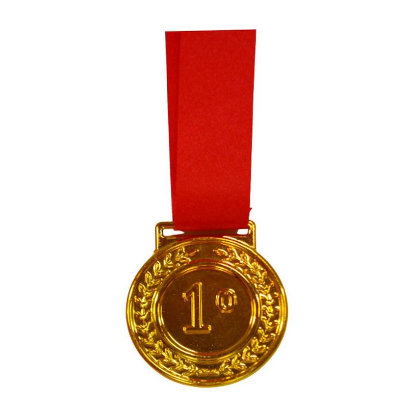 Medalha Dourada Decorativa C/ Cordão Vermelho Ref. 4335031 Mirandinha (01 unidade)