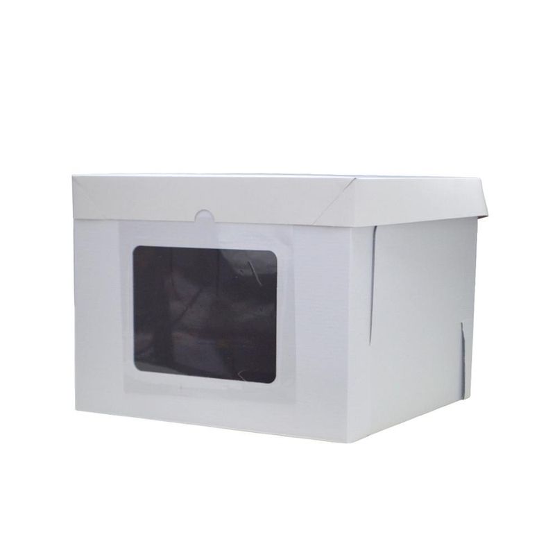 Caixa Cubo P/ Bolos Altos C/ Visor Branca 21x21x20cm Ultrafest (01 unidade)