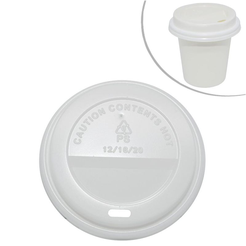 Tampa de Poliestireno C/ Furo Branca para Copo Térmico Papel de 300ml Vabene (25 unidades)