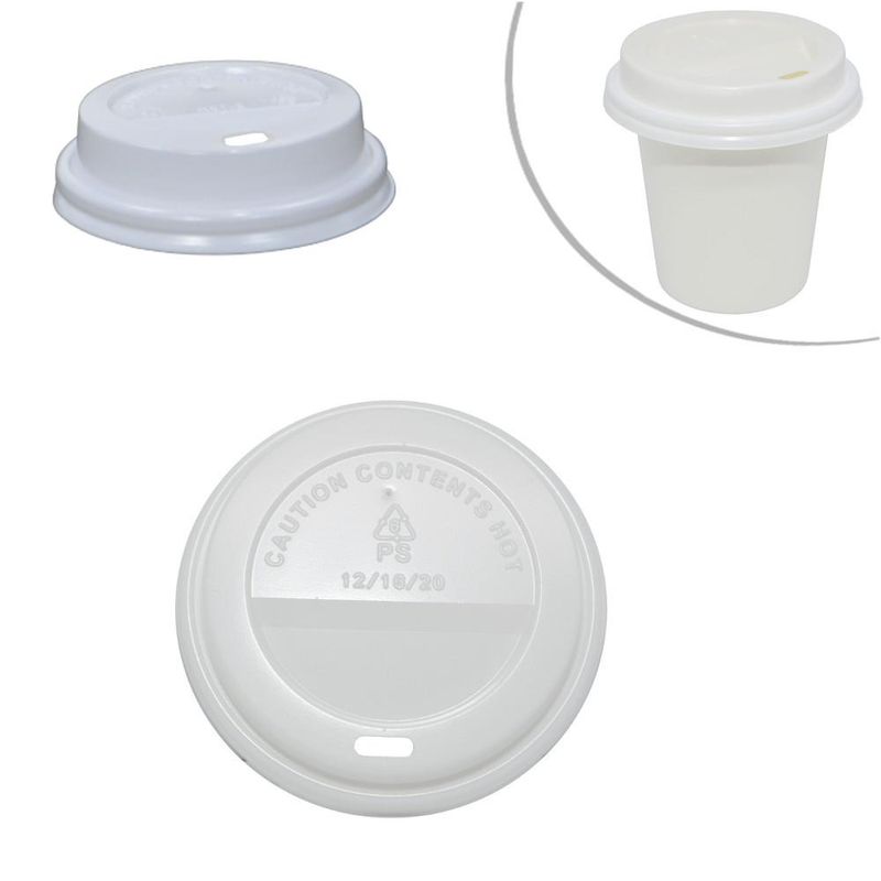 Tampa de Poliestireno C/ Furo Branca para Copo Térmico Papel de 120ml Vabene (25 unidades)