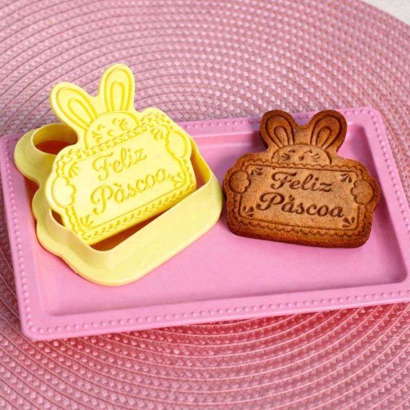 Cortador C/ Carimbo Feliz Páscoa BlueStar (02 peças)