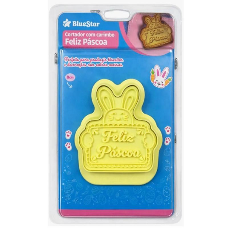 Cortador C/ Carimbo Feliz Páscoa BlueStar (02 peças)