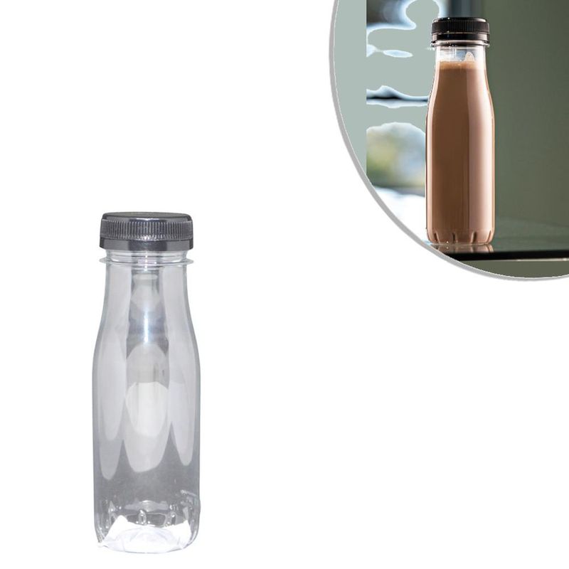 Garrafa PET Redonda Transparente 200ml G3520 Tipo Suco C/ Tampa Lacre Galvanotek (01 unidade)