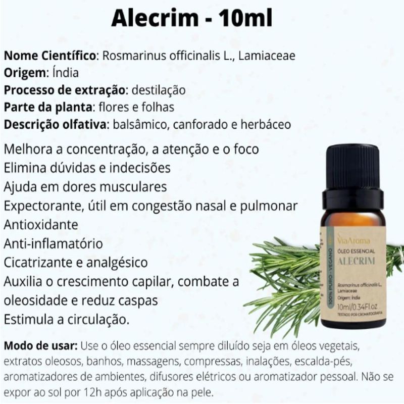 Óleo Essencial Alecrim Espanha Aroma (10ml)