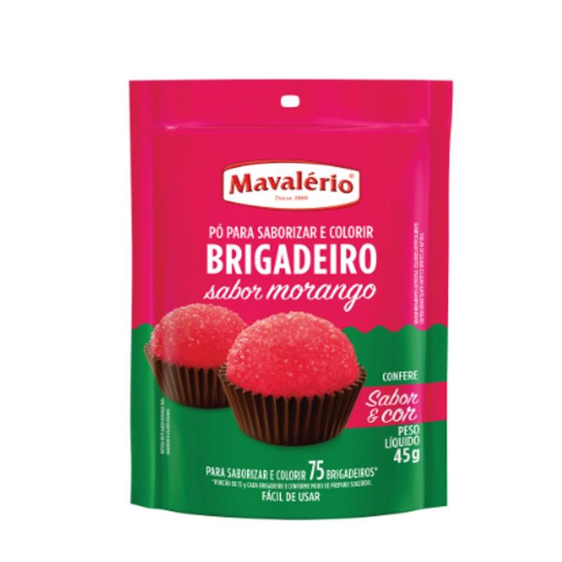 Pó para Saborizar e Colorir Brigadeiro Sabor Morango Mavalério (45 gramas)
