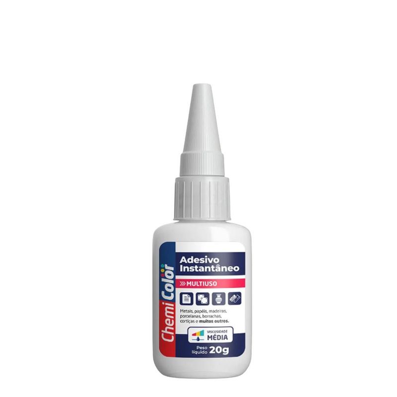 Adesivo Instantâneo Multiuso Viscosidade Média Chemi Color Baston (20 gramas)
