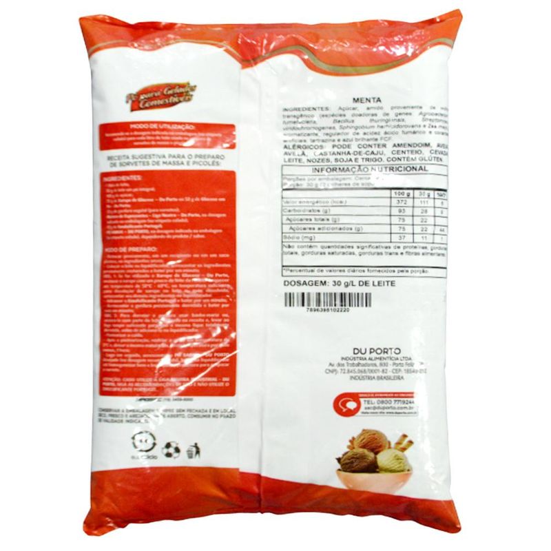 Pó para Gelados Comestíveis Sabor Especial Menta Du Porto (1KG)