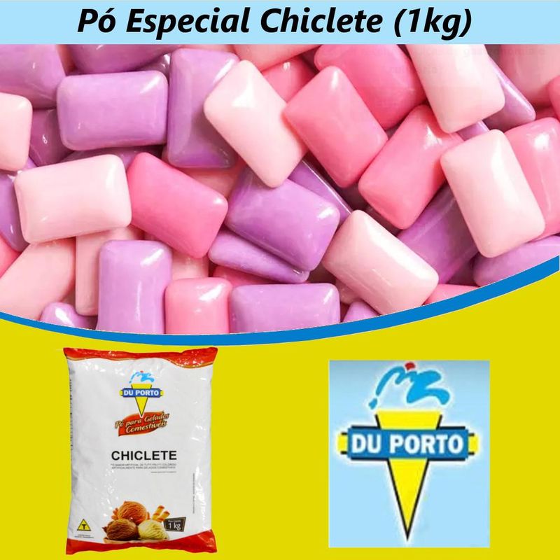 Pó para Gelados Comestíveis Sabor Especial Chiclete Du Porto (1KG)