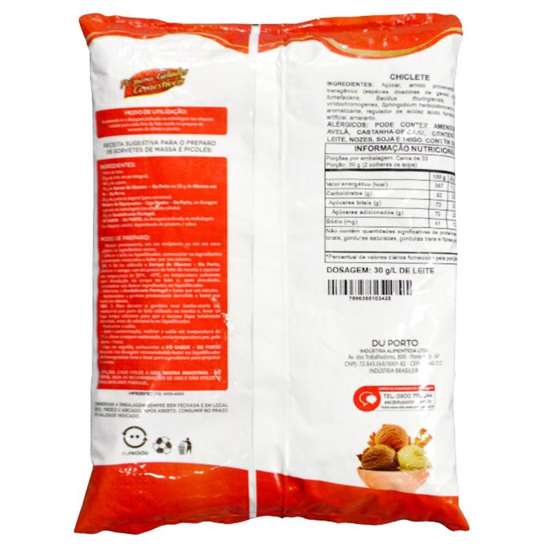 Pó para Gelados Comestíveis Sabor Especial Chiclete Du Porto (1KG)