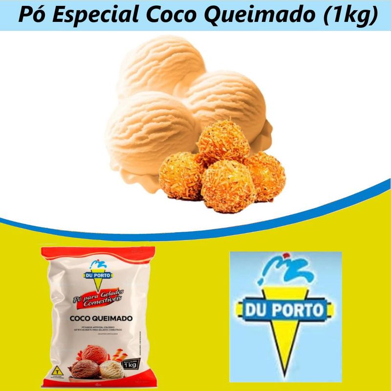 Pó para Gelados Comestíveis Sabor Especial Coco Queimado Du Porto (1KG)