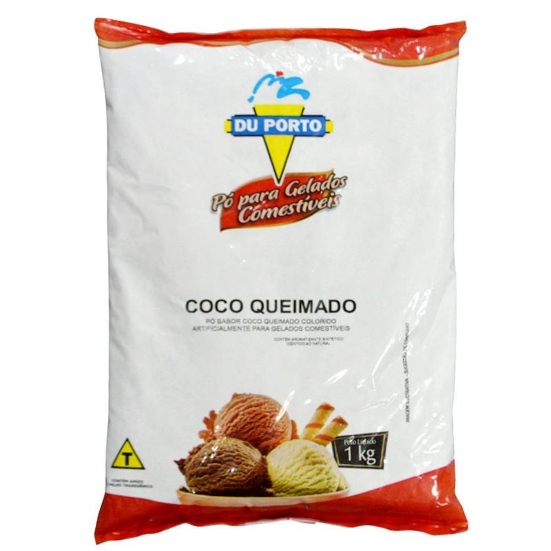 Pó para Gelados Comestíveis Sabor Especial Coco Queimado Du Porto (1KG)
