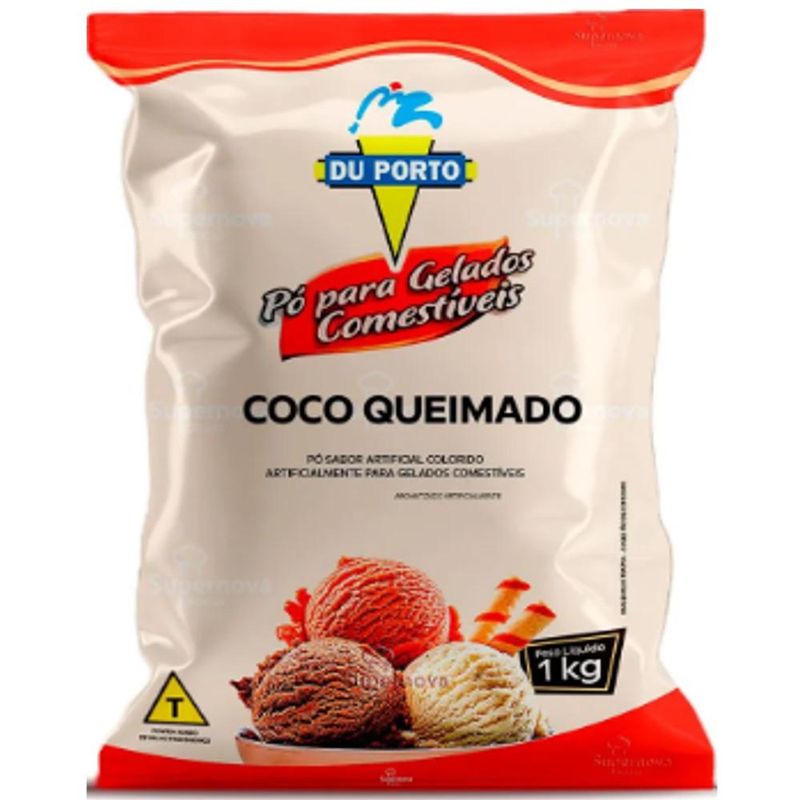 Pó para Gelados Comestíveis Sabor Especial Coco Queimado Du Porto (1KG)