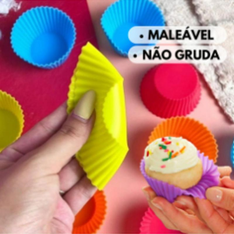 Forma de Silicone Colorida P/ Cupcake 6.5x3.5cm Ref. 102 Solrac (12 unidades)