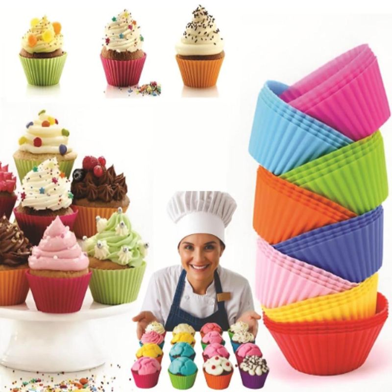 Forma de Silicone Colorida P/ Cupcake 6.5x3.5cm Ref. 102 Solrac (12 unidades)