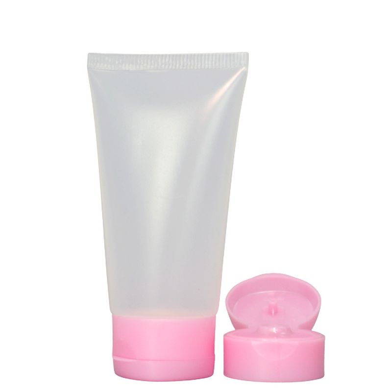 Bisnaga Plástica Transparente B60 com Tampa Flip Top Rosa Bebê Injeplast (10 unidades)