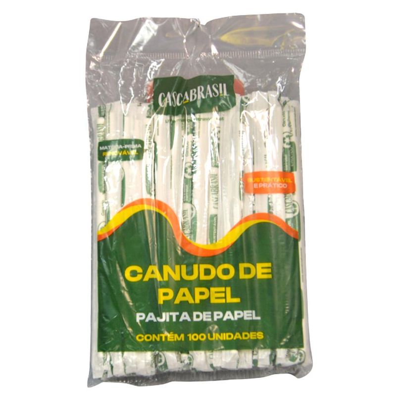 Canudo de Papel Liso Branco Casca Brasil Strawplast (100 unidades)