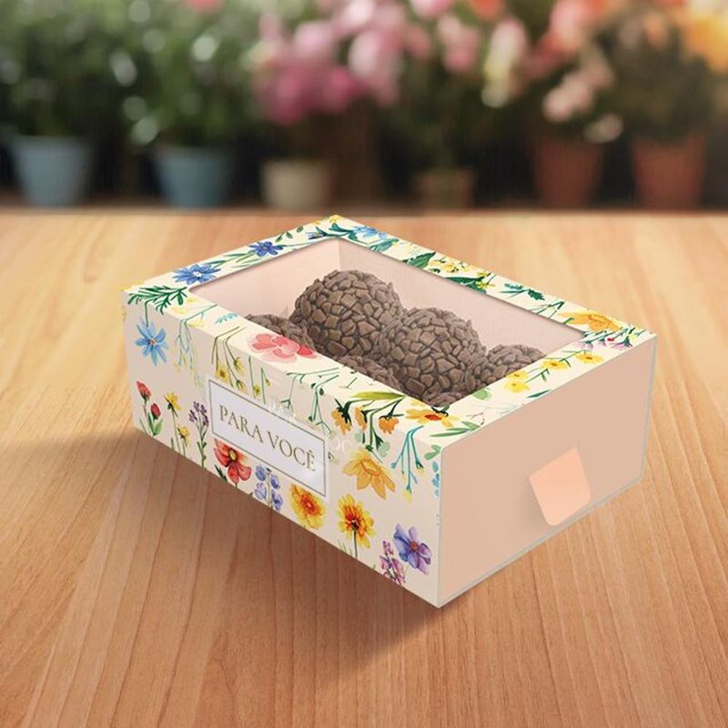 Caixa Gaveta C/ Visor P/ 6 Doces Atelier das Flores 12x8x4cm Ref. C5991 Ideia (01 unidade)