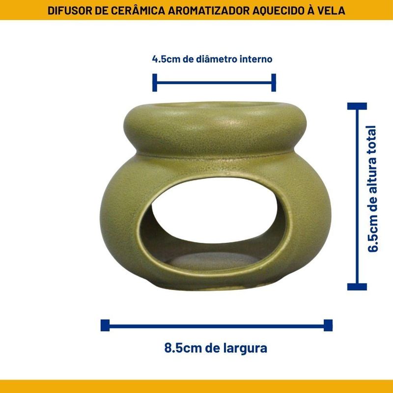 Difusor de Cerâmica Aquecido a Vela Verde 8.5x7x6.5cm Ref. DAM636 (01 unidade)