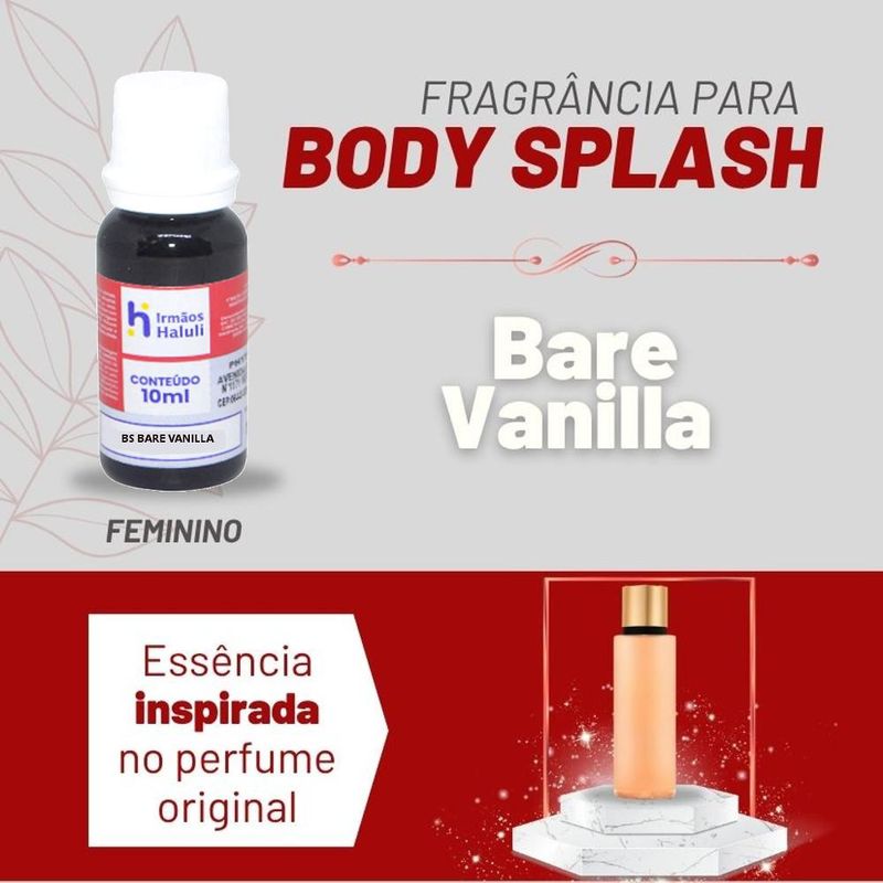 Essência Bare Vanilla P/ Body Splash Linha Vermelha Irmãos Haluli (10ml)
