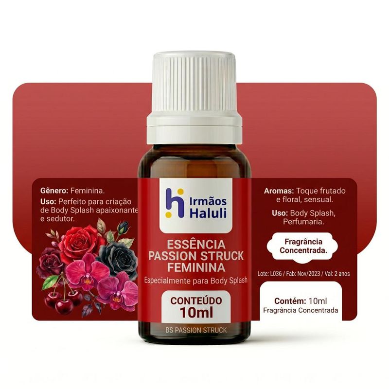 Essência Passion Struck P/ Body Splash Linha Vermelha Irmãos Haluli (10ml)
