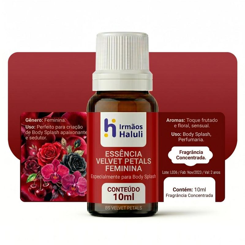 Essência Velvet Petals P/ Body Splash Linha Vermelha Irmãos Haluli (10ml)