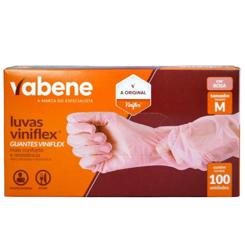 Luvas de Segurança Viniflex Rosa Tamanho M 8" Vabene (100 unidades)