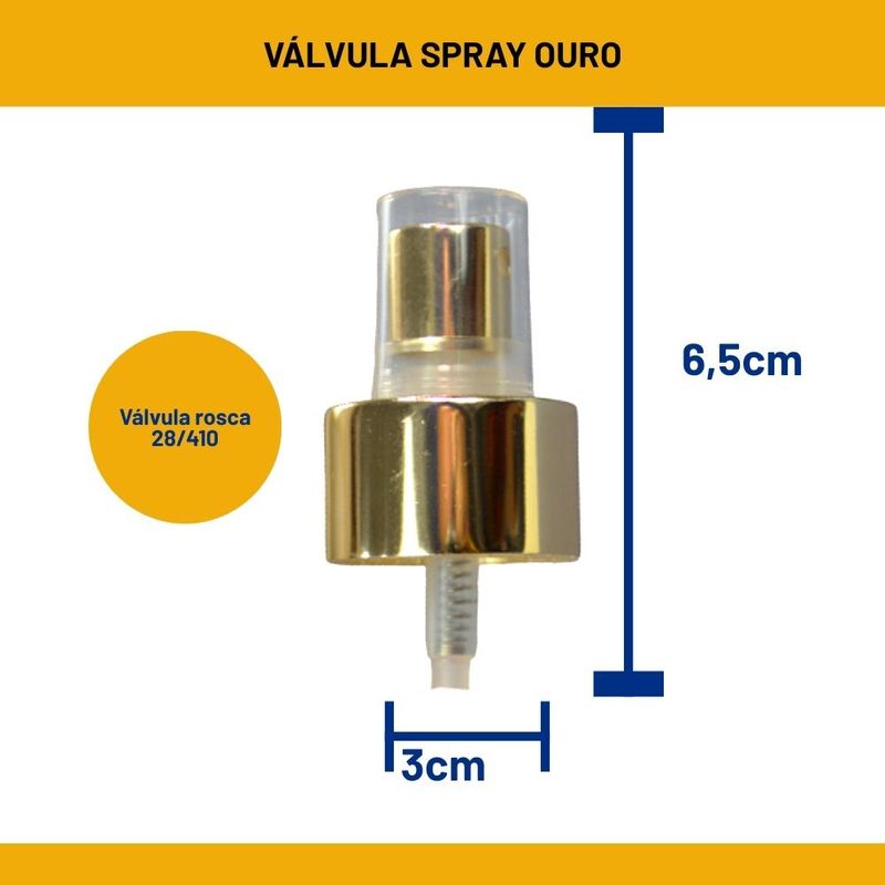 Válvula Spray Rosca 28/410 Ouro com Tampa Transparente (01 unidade)