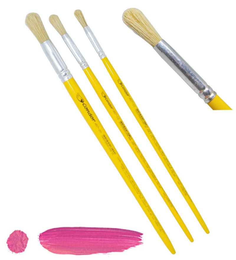 Pincel Artístico Redondo Cerdas Naturais Brancas Especiais Ref. 457 Condor (01 unidade)-Nº-02