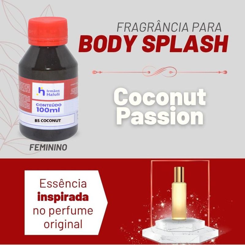 Essência Coconut P/ Body Splash Linha Vermelha Irmãos Haluli (100ml)