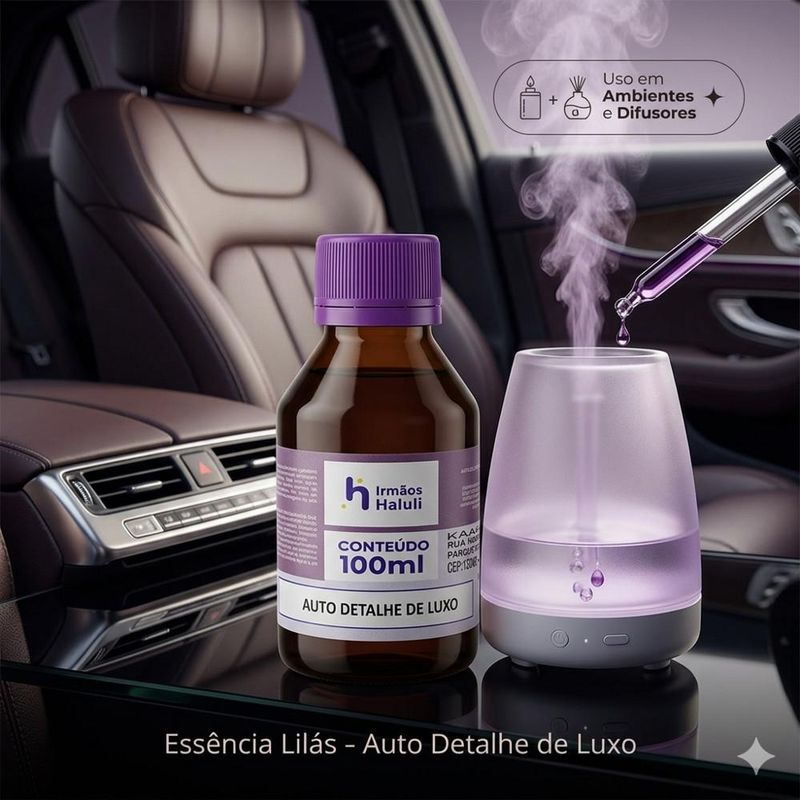 Essência Auto Detalhe de Luxo para Ambiente e Difusor Linha Lilás Irmãos Haluli (100ml)