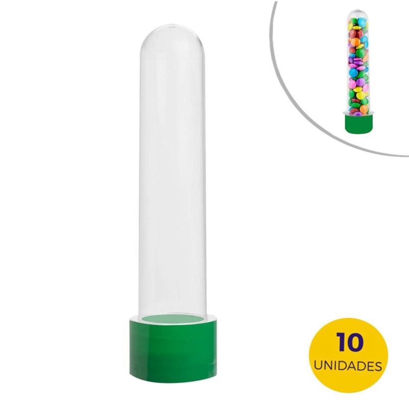 Tubete Grande Com Tampa Verde Bandeira 11,7cm Mirandinha Miniaturas (10 unidades)