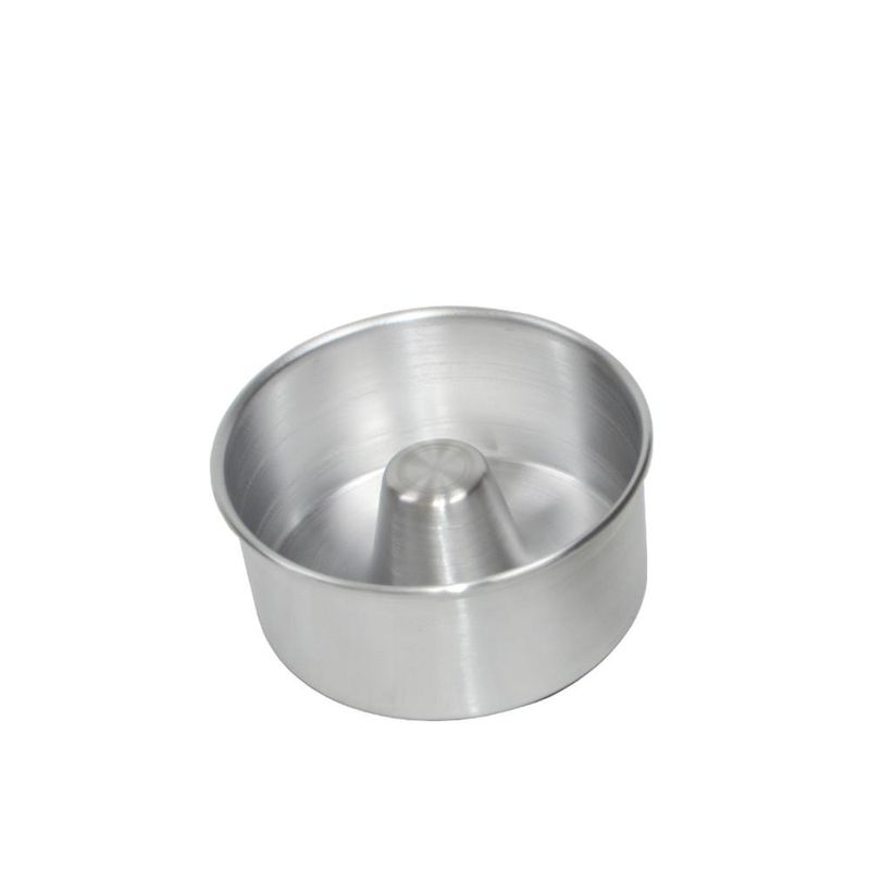Forma de Alumínio Reta C/ Tubo para Bolo e Pudim 16x8cm Alumínio Circular (01 unidade)