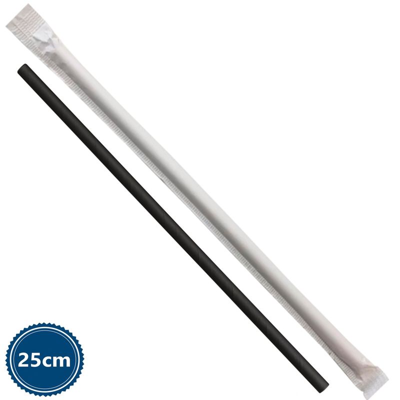 Canudo de Papel Preto 25cm Natural Produtos (100 unidades)