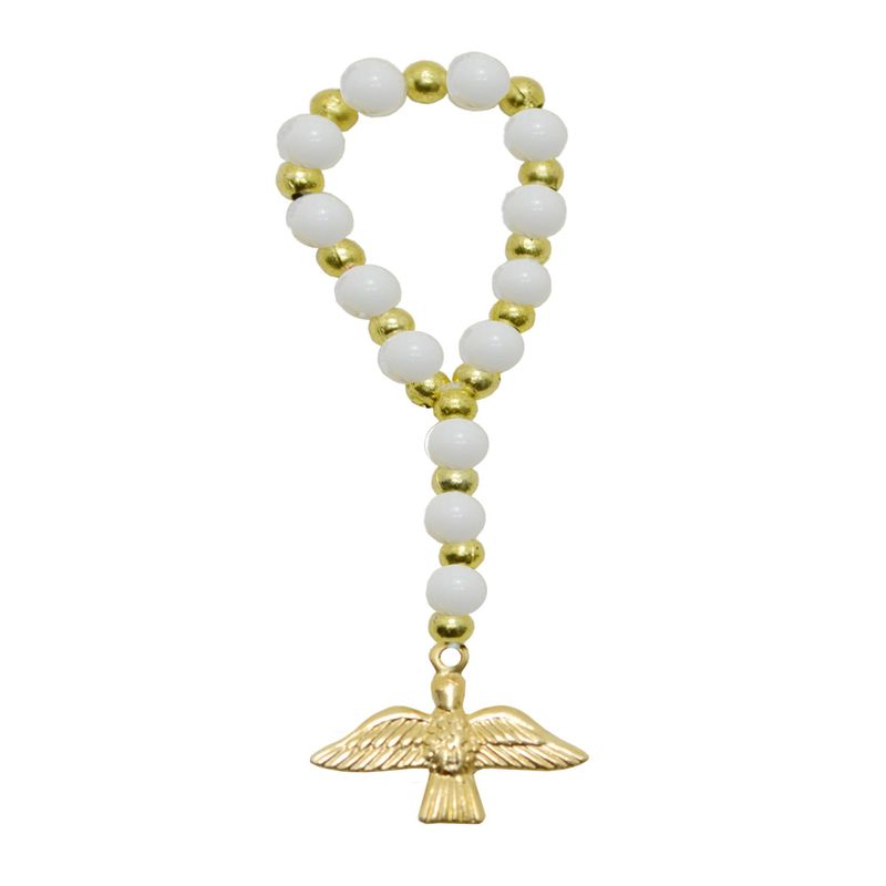 Dezena com Contas Brancas e Douradas Ref. 319 (10UND)
