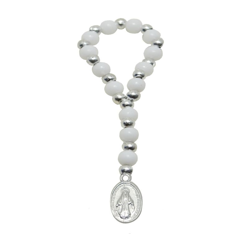 Dezena com Contas Brancas e Prateadas Ref. 327 (10UND)