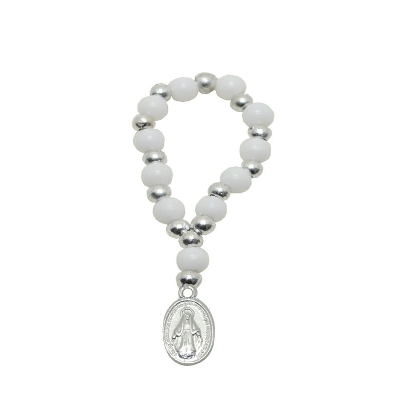 Dezena com Contas Brancas e Prateadas Ref. 330 (10UND)