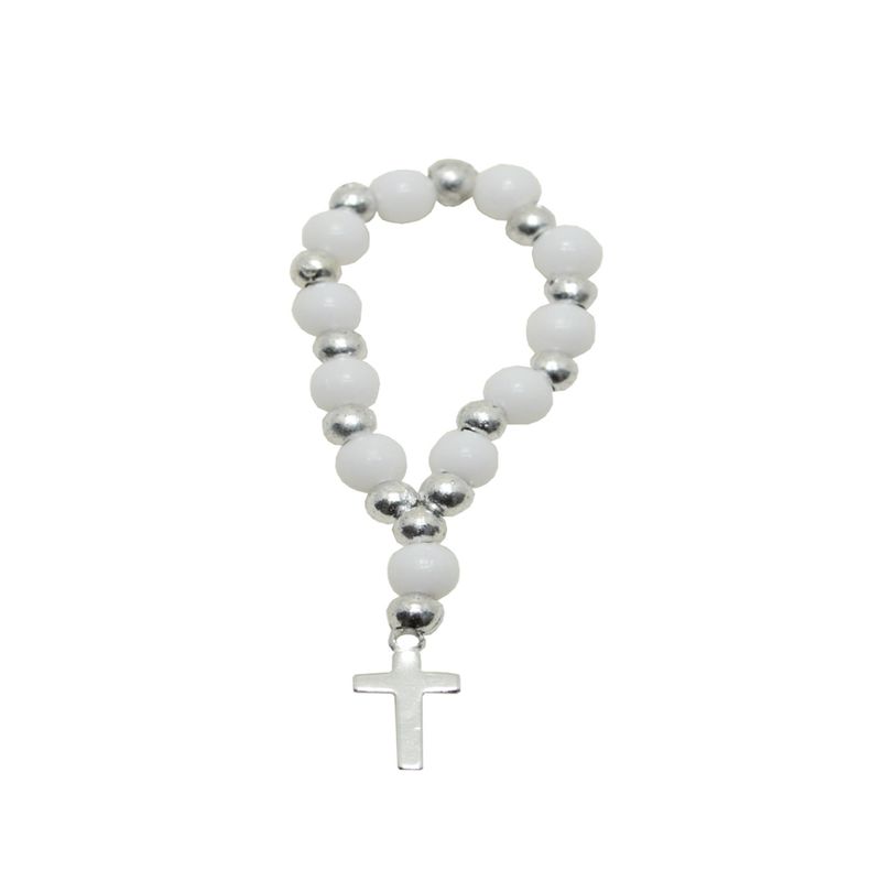 Dezena com Contas Brancas e Prateadas Ref. 329 (10UND)