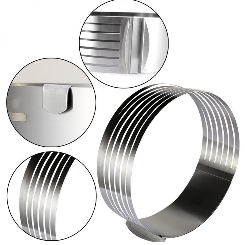 Aro Fatiador de Inox para Bolo 7 Camadas Ajustável 8x30x30cm Mimo Style (01 unidade)